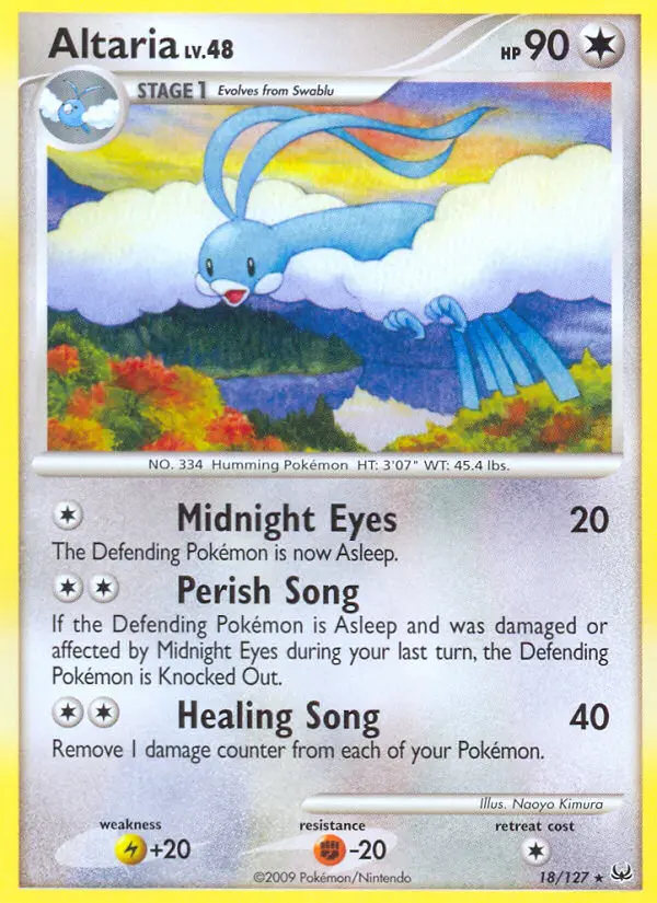 Altaria Rare Pokemon card #18 from Platinum