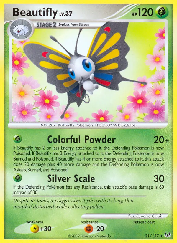 Beautifly Rare Pokemon card #21 from Platinum