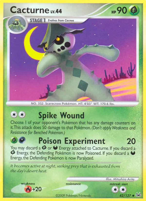 Cacturne Uncommon Pokemon card #42 from Platinum