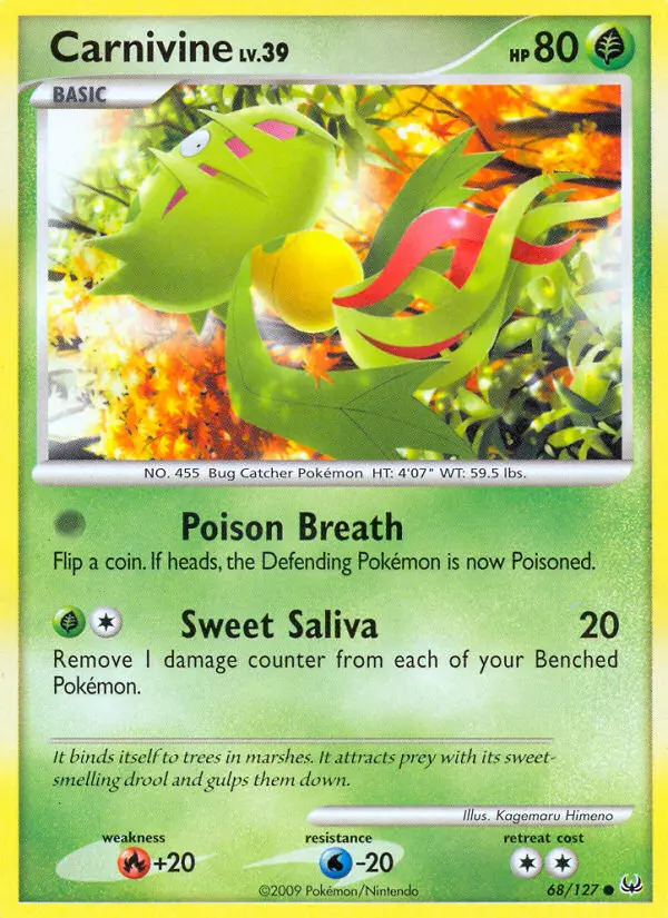 Carnivine Common Pokemon card #68 from Platinum