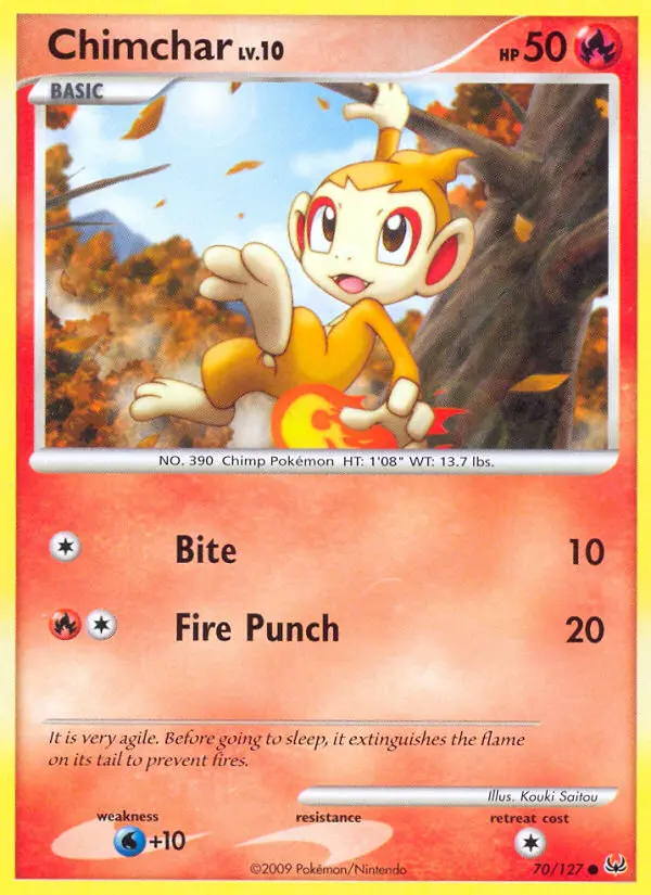 Chimchar Common Pokemon card #70 from Platinum