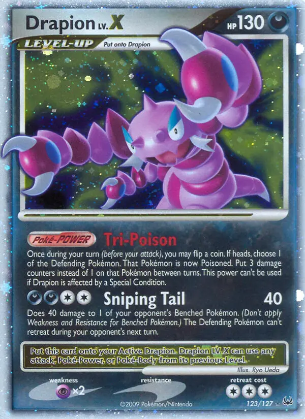 Drapion Rare Holo LV.X Pokemon card #123 from Platinum