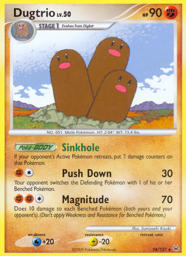 Dugtrio Rare Pokemon card #24 from Platinum