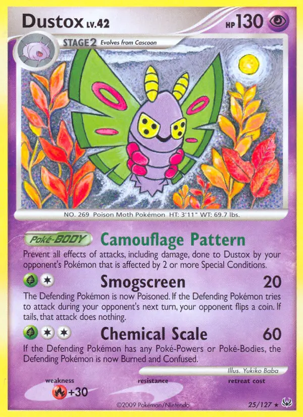 Dustox Rare Pokemon card #25 from Platinum