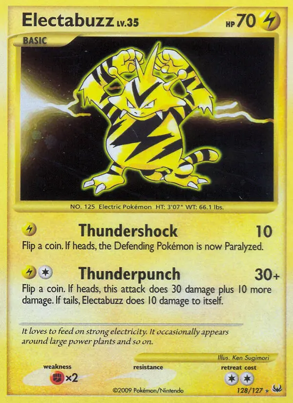 Electabuzz Rare Pokemon card #128 from Platinum