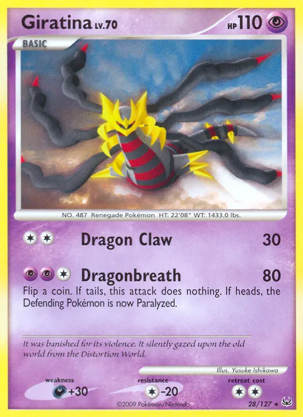 Giratina Rare Pokemon card #28 from Platinum