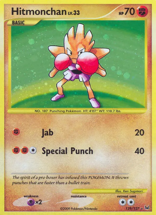 Hitmonchan Rare Pokemon card #129 from Platinum