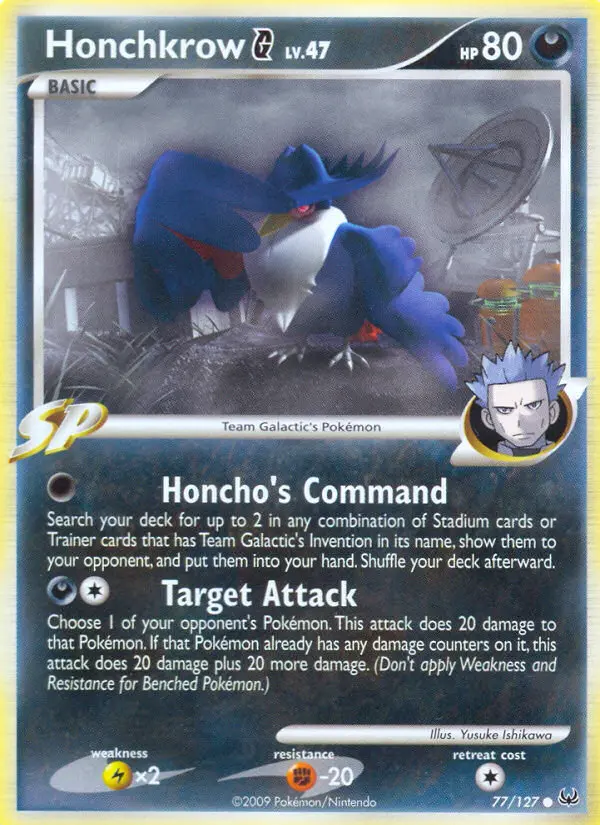 Honchkrow G Common Pokemon card #77 from Platinum
