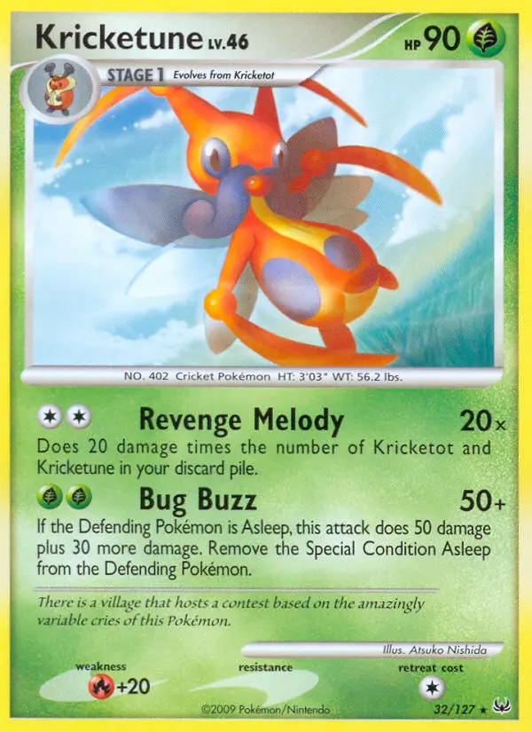 Kricketune Rare Pokemon card #32 from Platinum