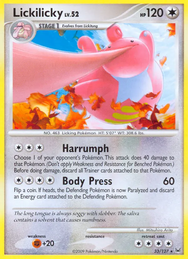 Lickilicky Rare Pokemon card #33 from Platinum