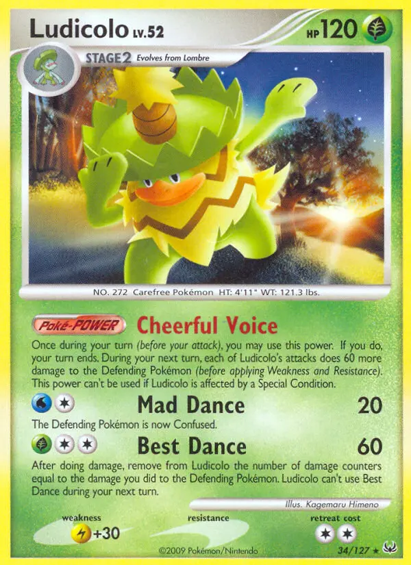 Ludicolo Rare Pokemon card #34 from Platinum