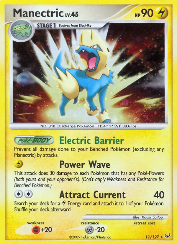 Manectric Rare Holo Pokemon card #11 from Platinum