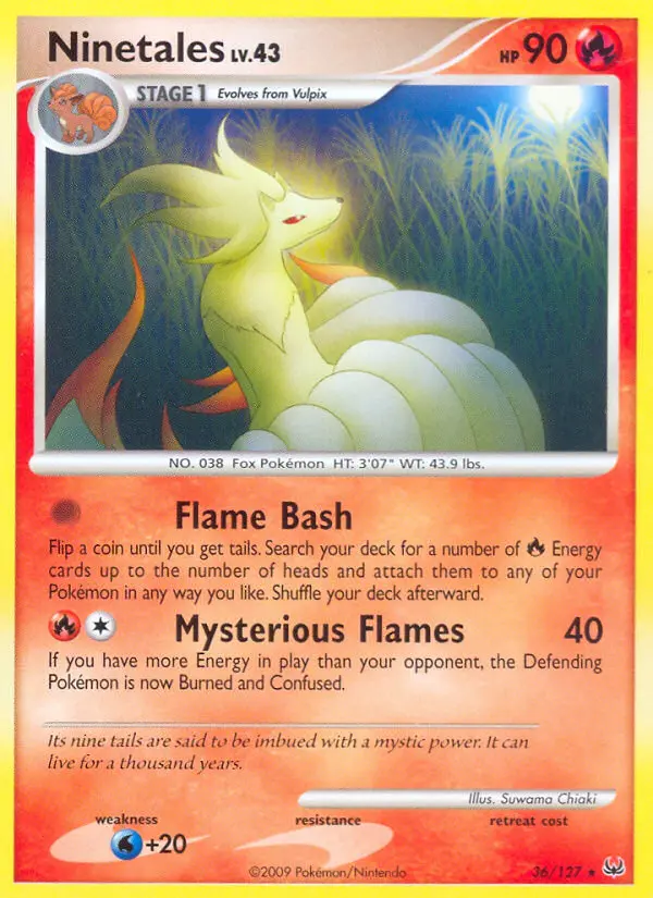 Ninetales Rare Pokemon card #36 from Platinum