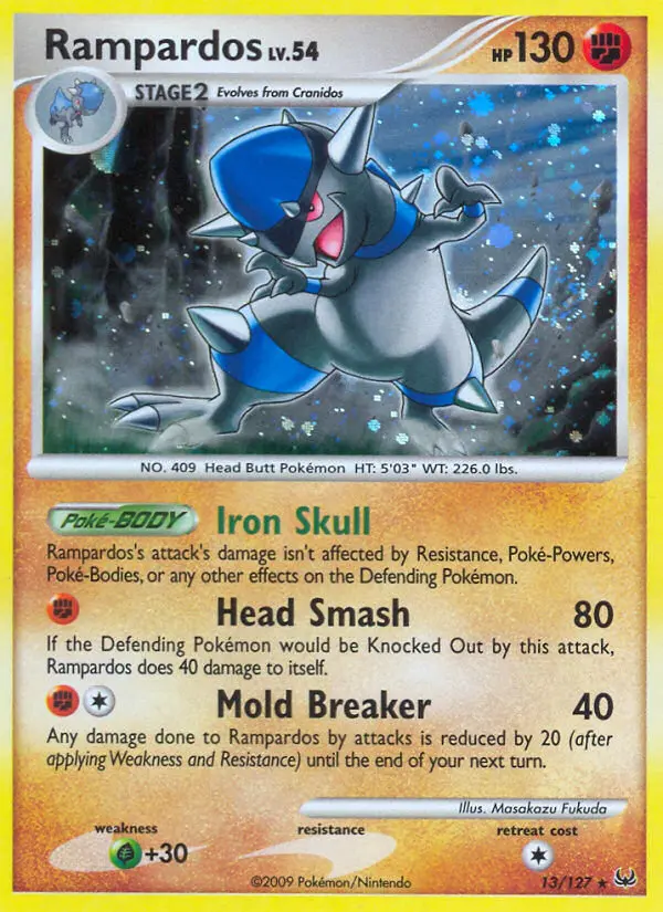 Rampardos Rare Holo Pokemon card #13 from Platinum