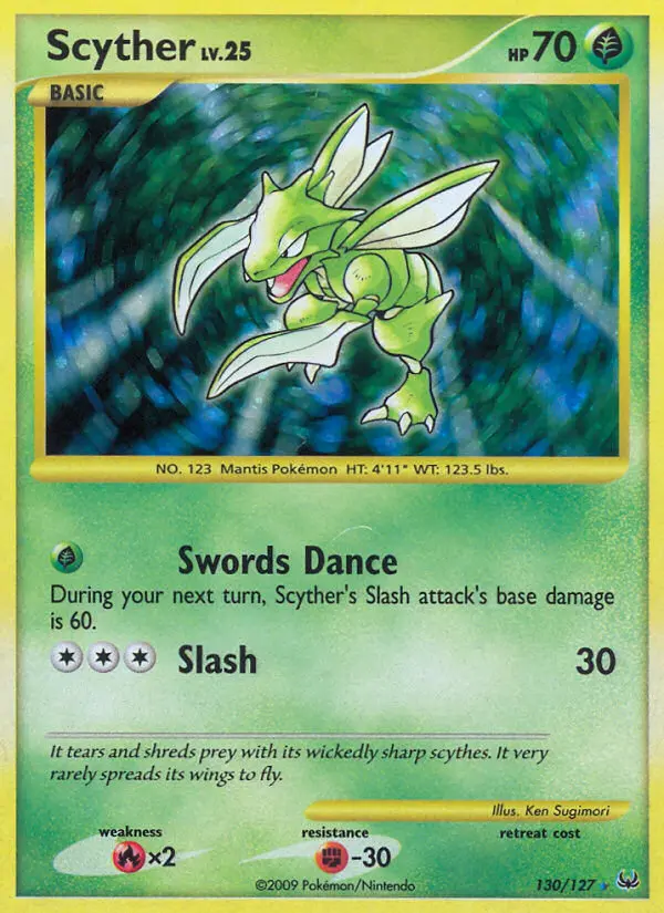 Scyther Rare Pokemon card #130 from Platinum