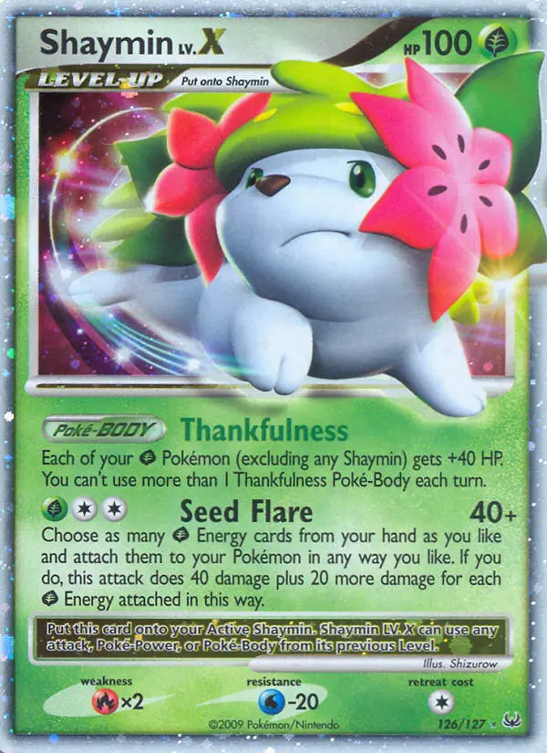 Shaymin Rare Holo LV.X Pokemon card #126 from Platinum