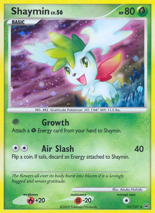 Shaymin Rare Holo Pokemon card #15 from Platinum