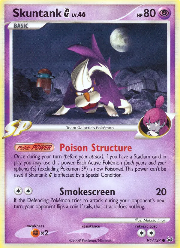 Skuntank G Common Pokemon card #94 from Platinum