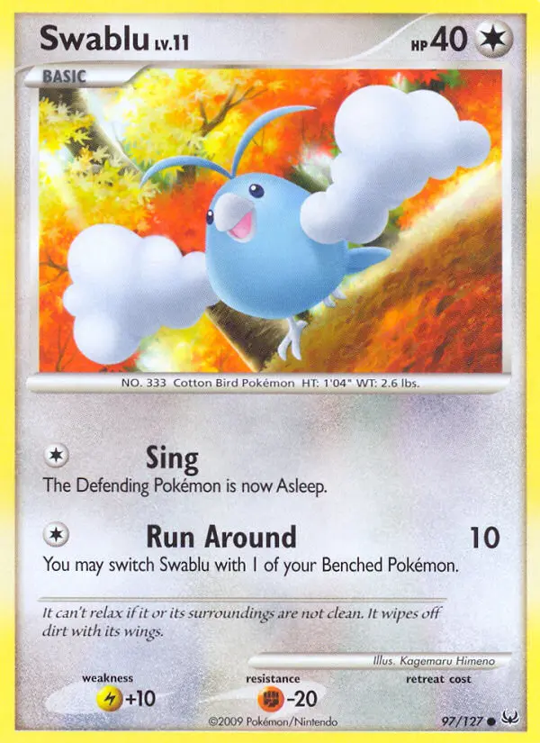 Swablu Common Pokemon card #97 from Platinum