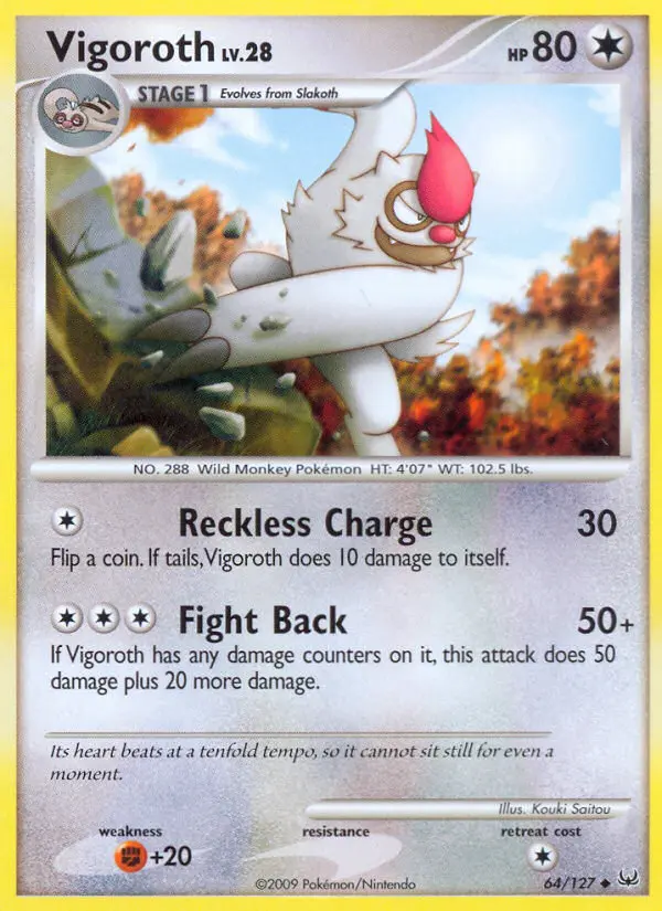 Vigoroth Uncommon Pokemon card #64 from Platinum