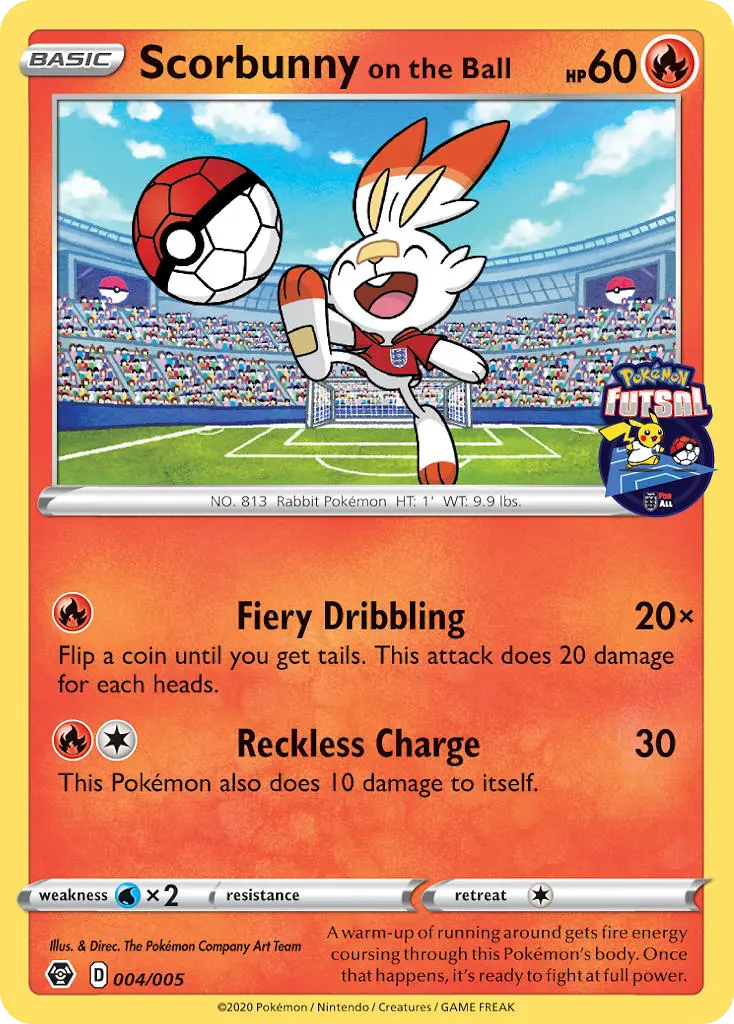 Scorbunny on the Ball None Pokemon card #4 from Pokémon Futsal 2020
