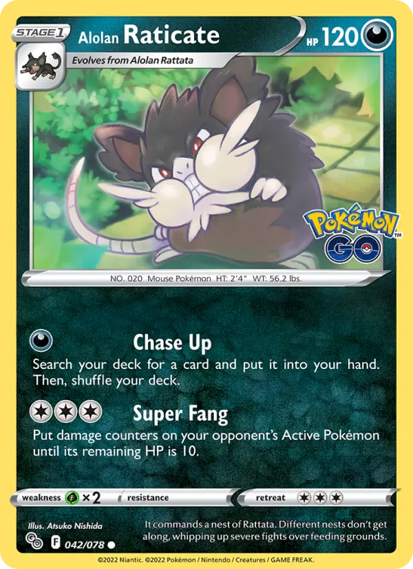 Alolan Raticate Common Pokemon card #042 from Pokémon GO