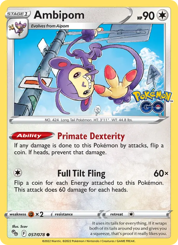 Ambipom Common Pokemon card #057 from Pokémon GO