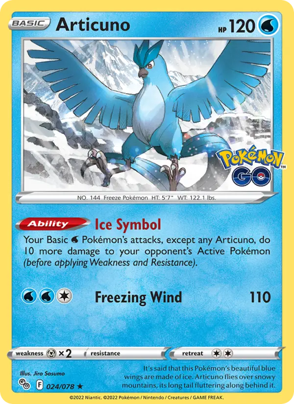 Articuno Holo Rare Pokemon card #024 from Pokémon GO