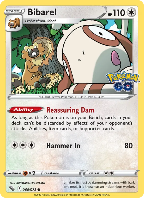 Bibarel Common Pokemon card #060 from Pokémon GO