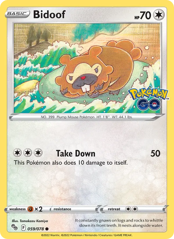 Bidoof Common Pokemon card #059 from Pokémon GO