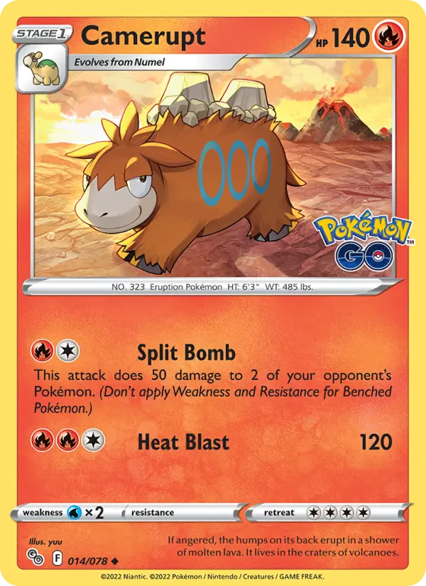 Camerupt Uncommon Pokemon card #014 from Pokémon GO