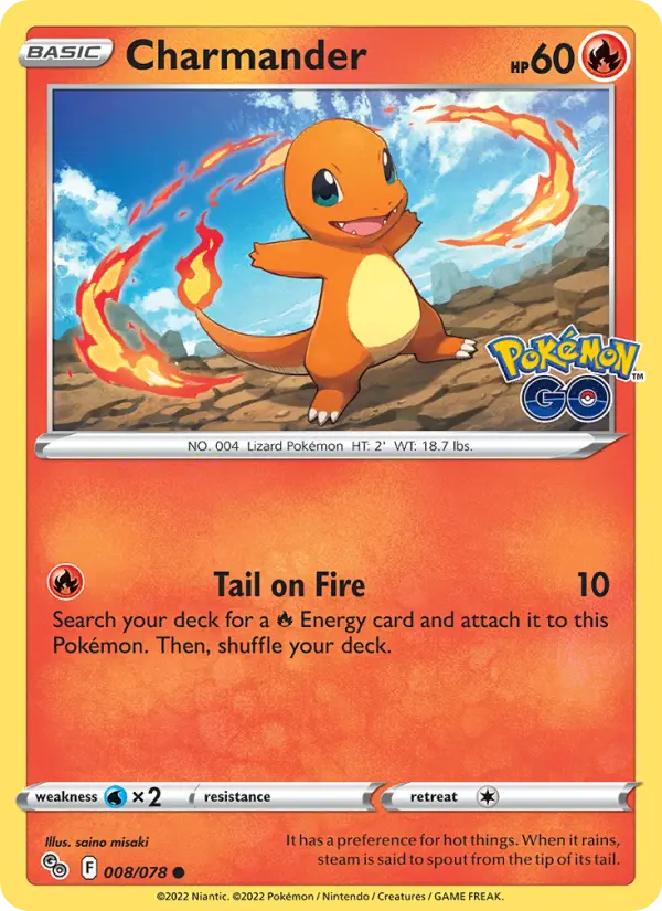 Charmander Common Pokemon card #008 from Pokémon GO