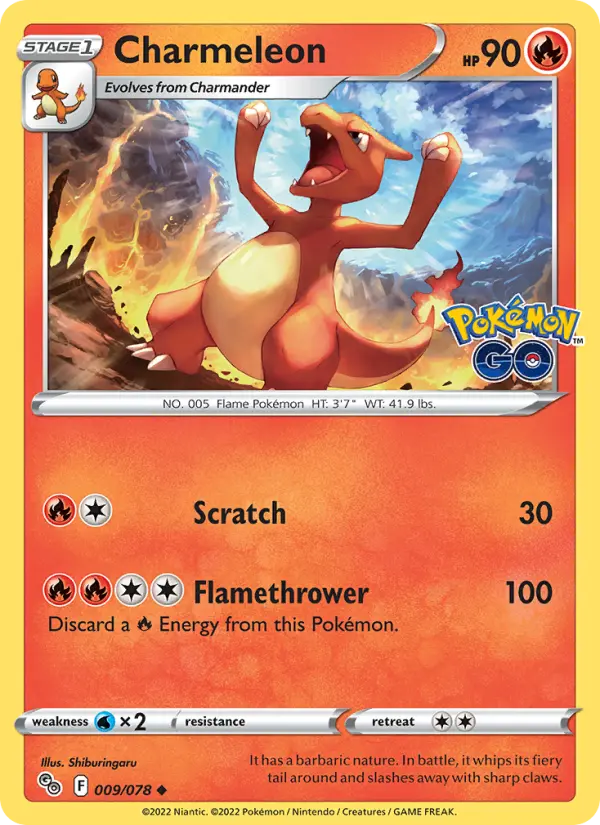 Charmeleon Uncommon Pokemon card #009 from Pokémon GO