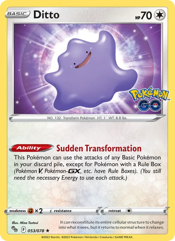 Ditto Holo Rare Pokemon card #053 from Pokémon GO