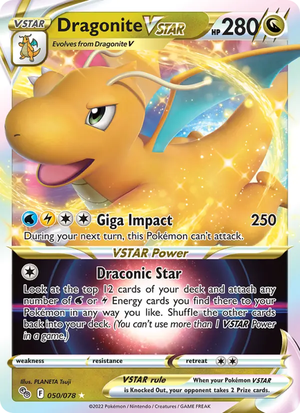 Dragonite VSTAR Holo Rare VSTAR Pokemon card #050 from Pokémon GO