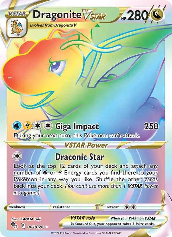 Dragonite VSTAR Secret Rare Pokemon card #081 from Pokémon GO