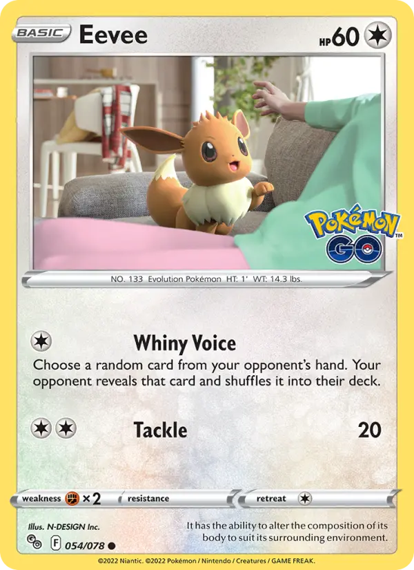 Eevee Common Pokemon card #054 from Pokémon GO