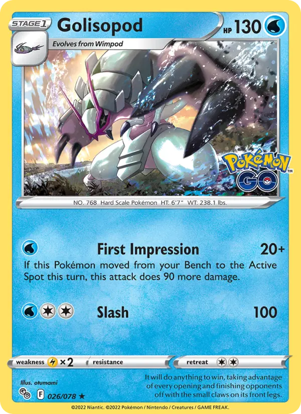 Golisopod Holo Rare Pokemon card #026 from Pokémon GO