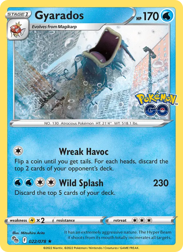 Gyarados Holo Rare Pokemon card #022 from Pokémon GO