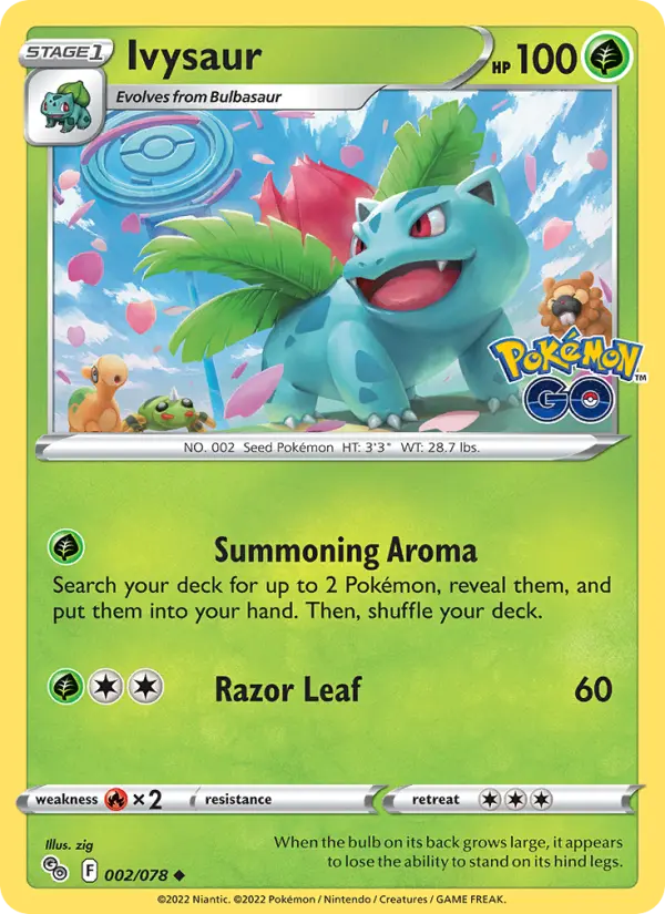 Ivysaur Uncommon Pokemon card #002 from Pokémon GO