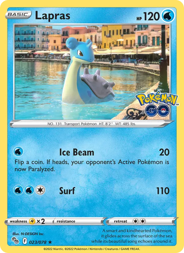 Lapras Holo Rare Pokemon card #023 from Pokémon GO