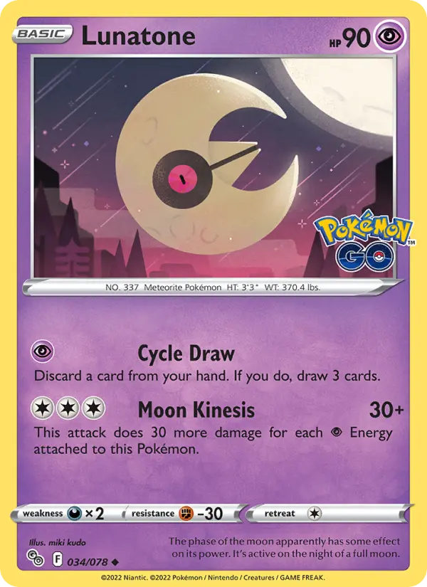 Lunatone Uncommon Pokemon card #034 from Pokémon GO
