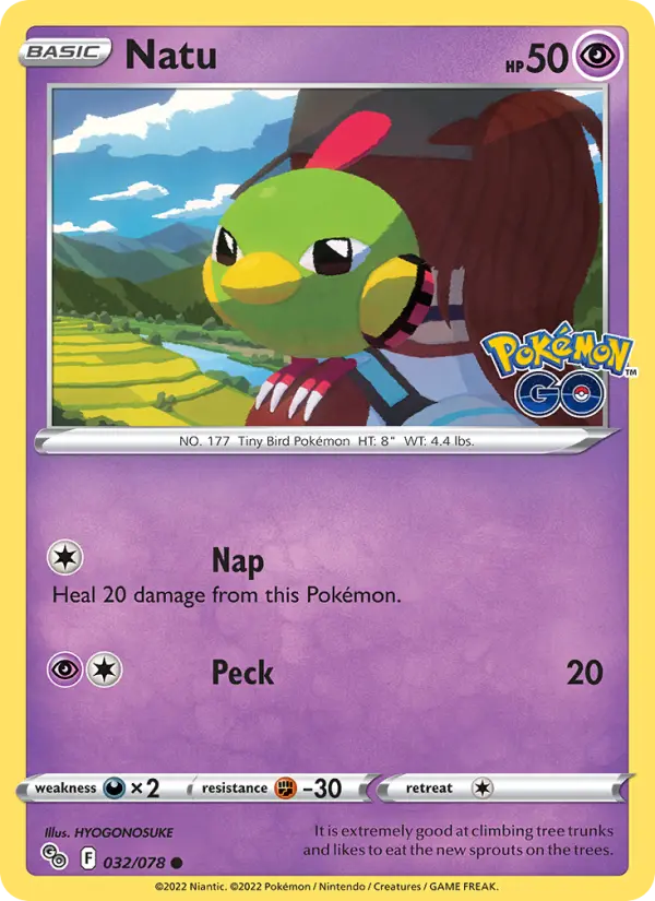 Natu Common Pokemon card #032 from Pokémon GO