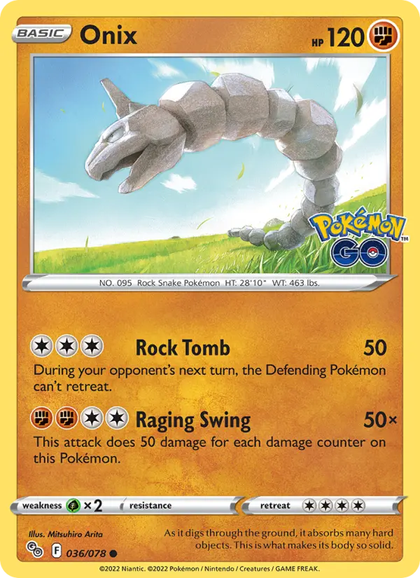 Onix Common Pokemon card #036 from Pokémon GO
