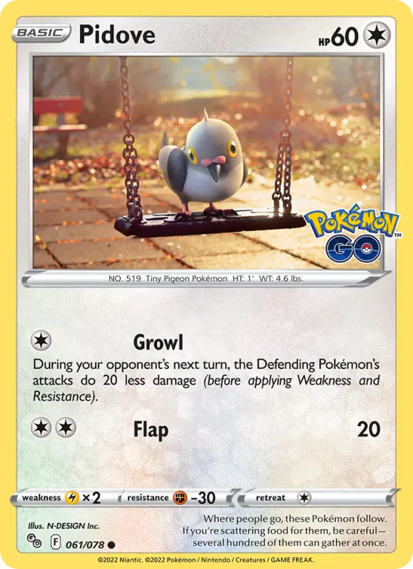Pidove Common Pokemon card #061 from Pokémon GO