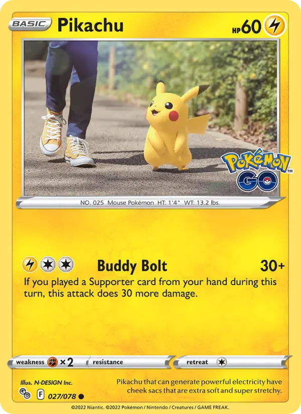Pikachu Common Pokemon card #027 from Pokémon GO