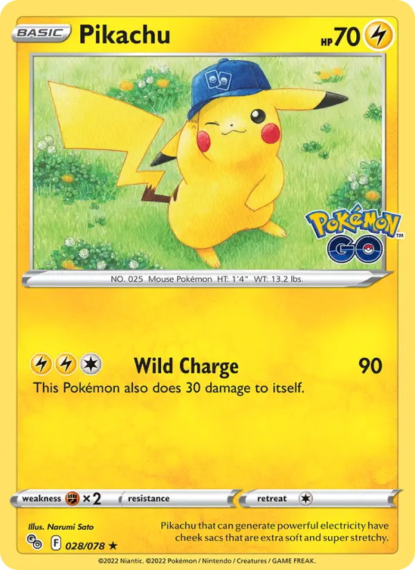 Pikachu Holo Rare Pokemon card #028 from Pokémon GO