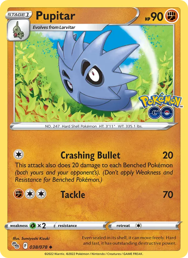 Pupitar Uncommon Pokemon card #038 from Pokémon GO