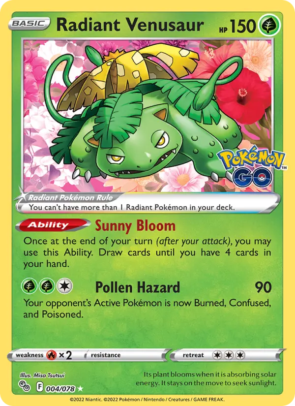 Radiant Venusaur Radiant Rare Pokemon card #004 from Pokémon GO
