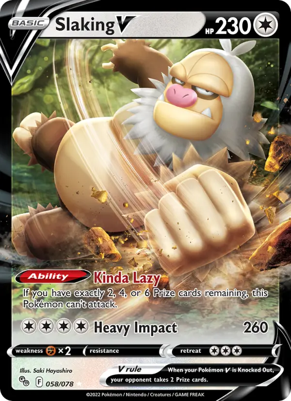 Slaking V Holo Rare V Pokemon card #058 from Pokémon GO